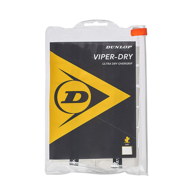 Dunlop Viper Dry Ultra Dry Tennis Overgrip White 12 Grip Bag - NewNest Australia
