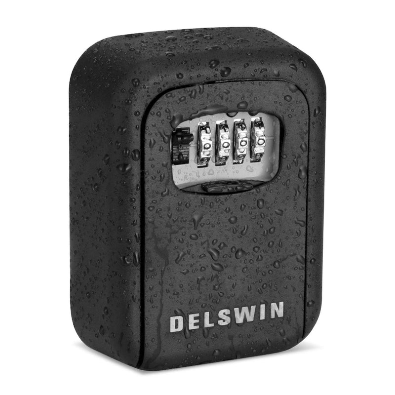 Key Lock Box - Waterproof Combination Lockbox Wall Mounted Key Storage Lock Box for Office,Realtors,House Spare Keys,Holds Up to 6 Keys (Black) Black - NewNest Australia