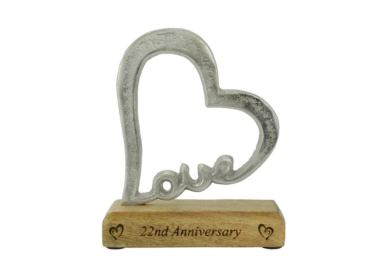 NewNest Australia - 22th Anniversary Rustic Heart Decoration – 22 Year Anniversary (hsslove22) 