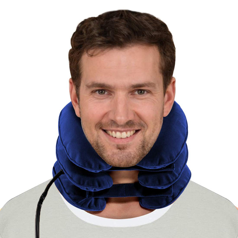 Cervical Neck Traction Device for Instant Neck Pain Relief - Inflatable & Adjustable Neck Stretcher Neck Support Brace, Best Neck Traction Pillow for Home Use Neck Decompression Blue - NewNest Australia