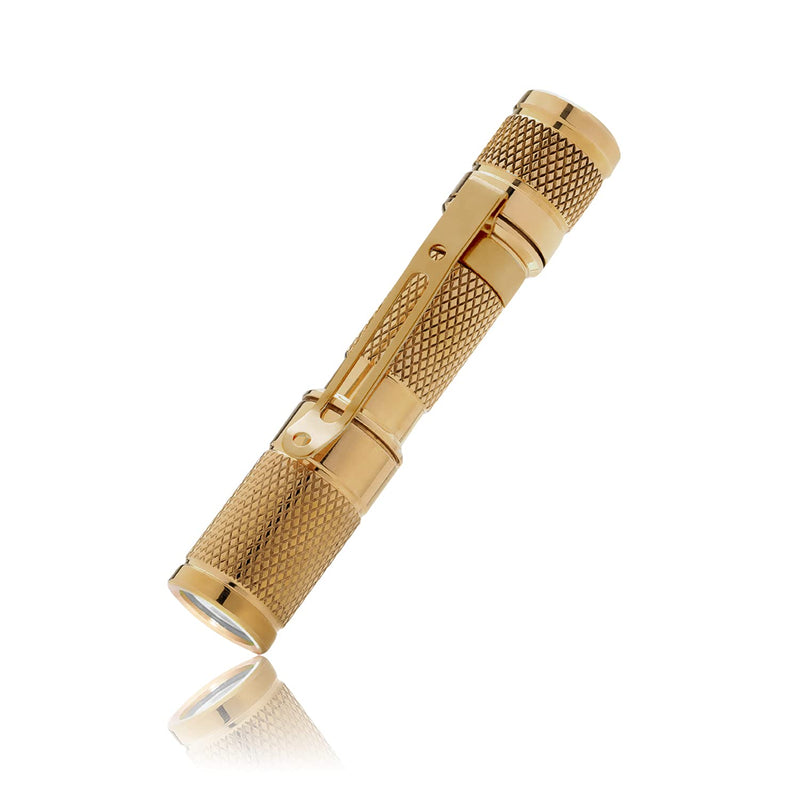 Drop AAA Brass Flashlight — EDC Mini Pocket LED Torch, IPX-8 Waterproof, 3 Modes, 1.5 oz, 110 lumens (Nichia 219C LED) (Drop AAA Brass - Nichia) Nichia 219C LED - NewNest Australia