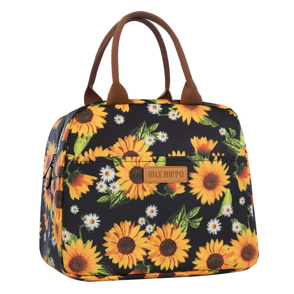 NewNest Australia - Insulated Lunch Bags for Women Cooler Tote Bag with Front Pocket Lunch Box Reusable Lunch Bag for Men Adults Girls Work School Picnic - Sunflower Sunflowers 