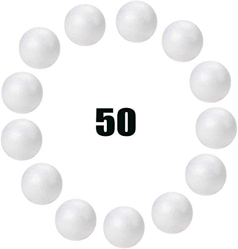 hesmartly 50-Pack 1Inch White Styrofoam Balls for Crafts, Smooth Round Polystyrene White Foam Balls, Craft Supplies for DIY Decorations and School Projects - NewNest Australia