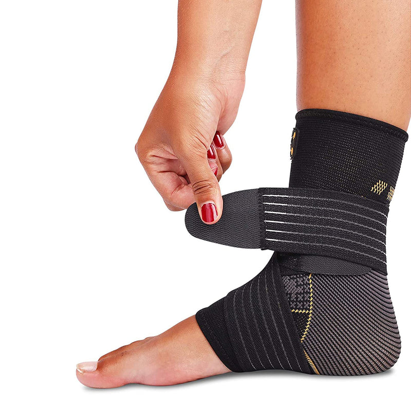 Ankle Brace for Women and Men - Adjustable Strap for Arch Support - Plantar Fasciitis Brace for Sprained Ankle Achilles Tendonitis Pain and Injured Foot - Breathable Copper Infused Nylon (Large) Large - NewNest Australia