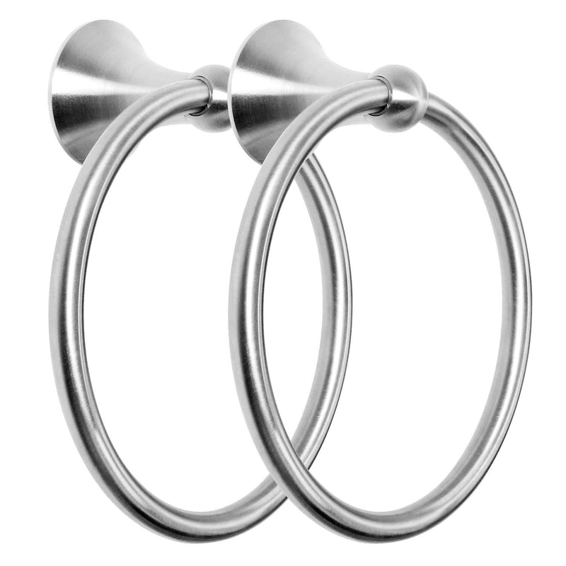 HouseAid Stainless Steel Towel Ring for Bathroom Hand Towel Holder Modern Circle Towel Hanger Round Towel Rack Wall Mounted Brushed Nickel (2Pack) 2 Pack - NewNest Australia