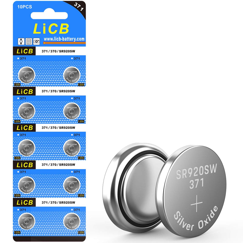 LiCB 10 Pack 371 SR920SW Watch Battery,Long-Lasting & Leak-Proof,High Capacity Silver Oxide 1.55V Button Cell Batteries for Watch - NewNest Australia