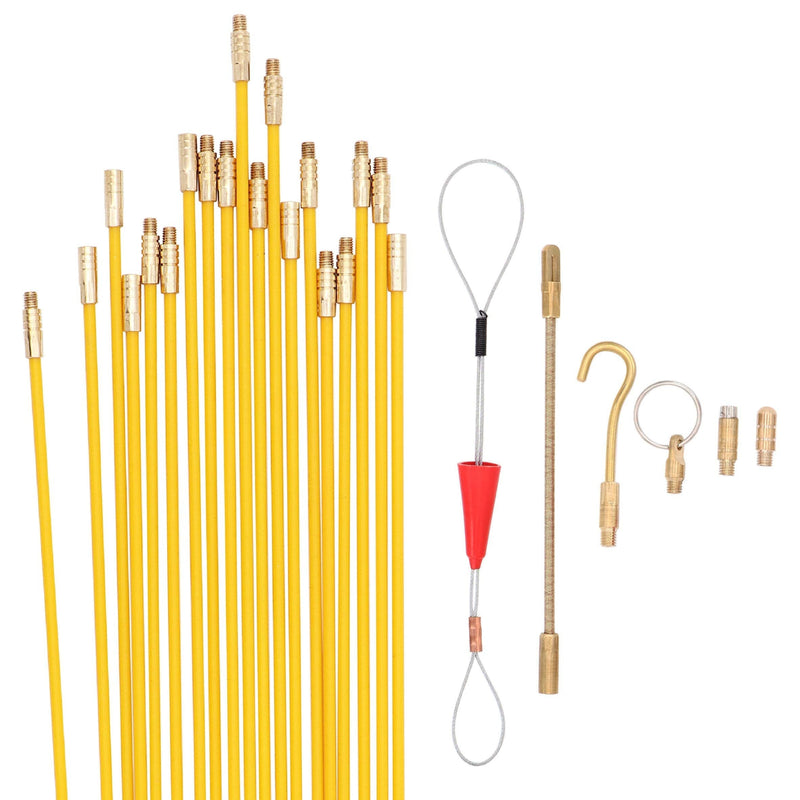 Jeemitery 24 Feet Fiberglass Fish Tape Cable Rods, Electrical Wire Running Pull/Push Kit | Fishing Feeder Pole Sticks Snake Tool for Coaxial Wall Wiring - NewNest Australia