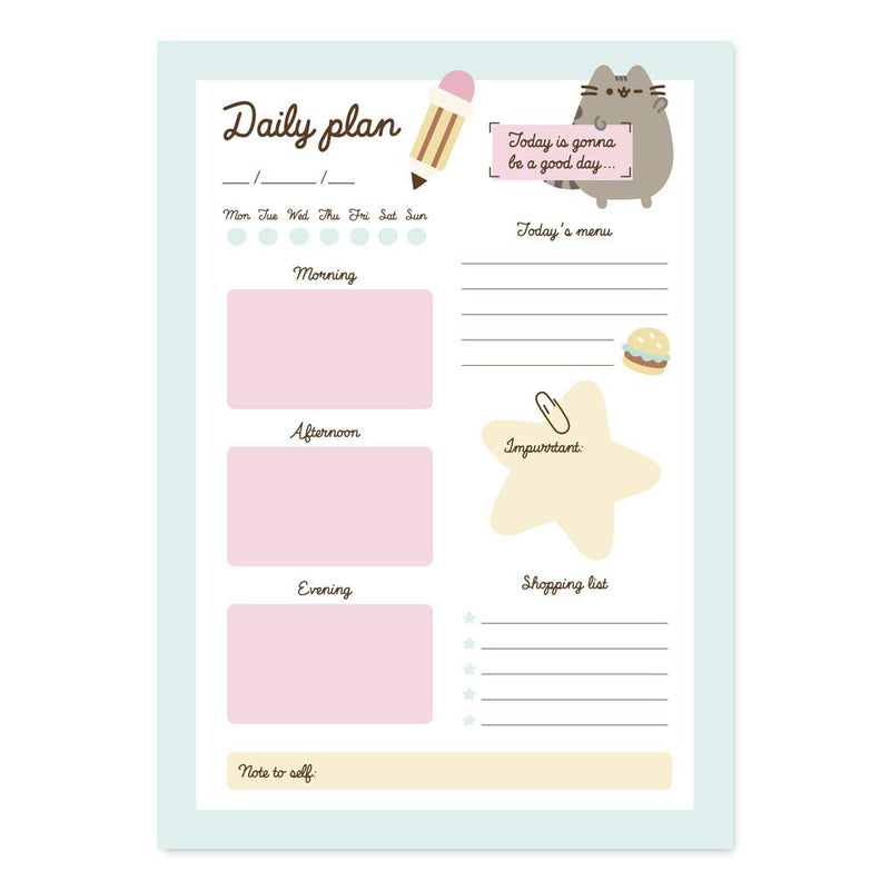 Official Pusheen A5 Desk Pad with Daily, Weekly and Monthly Calendar, Desktop Planner, Desktop Note Pad, 54 Undated Tear Off Sheets, 5.8 x 8.3 inches, To Do List - Kawaii Stationery Pusheen Foodie Collection - NewNest Australia