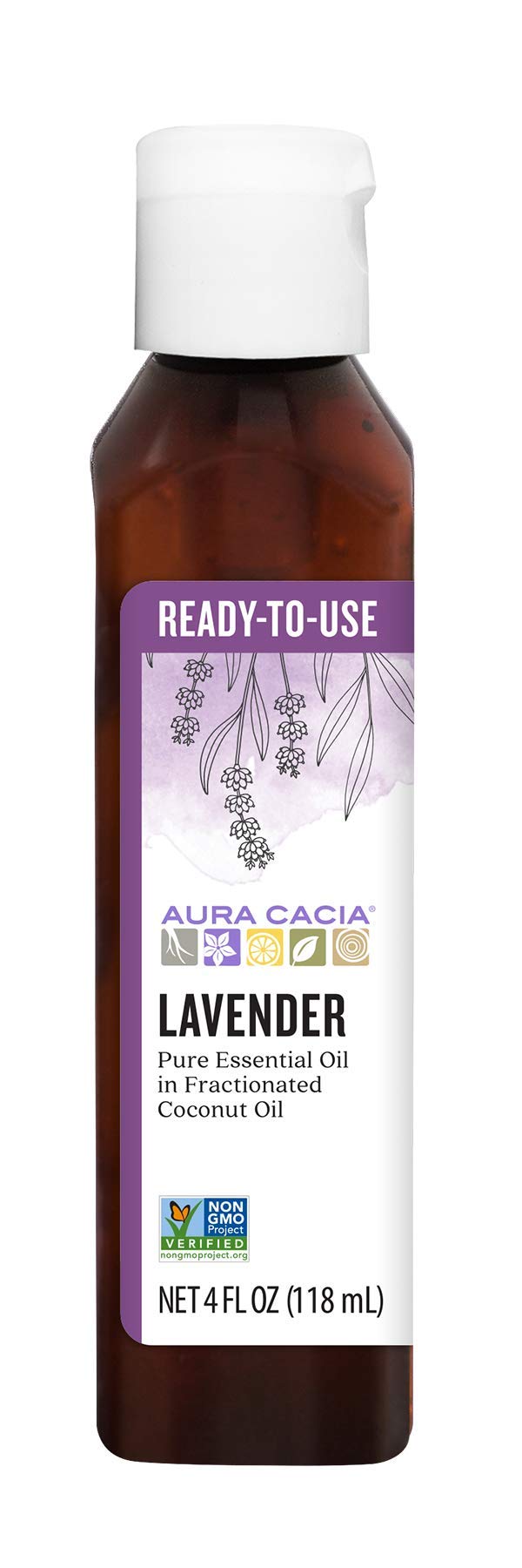 Aura Cacia Ready-to-Use Lavender Essential Oil in Fractionated Coconut Oil | GC/MS Tested for Purity | 4 fl. oz. - NewNest Australia