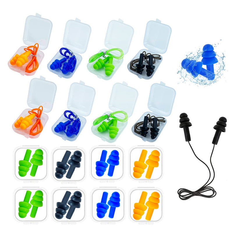 Ear Plugs for Sleeping,16 Pairs Noise Canceling Ear Plugs Soft Reusable Silicone Earplugs Waterproof Noise Reduction Earplugs for Concert,Swimming,Study,Loud Noise,Snoring - NewNest Australia