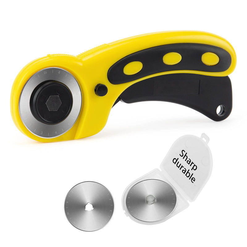 WORKLION 45mm Rotary Cutter Set: Ergonomic Rotary Cutter with Safety Lock and 2 Replacement Rotary Cutter Blades for Sewing Quilting Scrapbooking and Arts & Crafts Projects - NewNest Australia