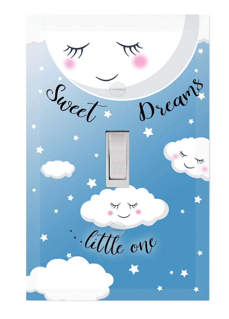 Sweet Dream Baby Nursery Room Light Switch Wall Plate Cover Decorative Kids Bedroom Decor, Moon & Stars, Clouds Toddler Playroom Baby Shower Gift (Blue) Blue - NewNest Australia