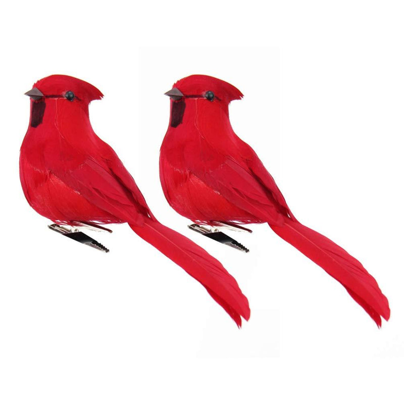 NewNest Australia - TENDYCOCO Artificial Red Cardinal Birds with Clip Simulated Foam Bird Adornment Ornament Birds Crafts Tree Home Outdoor Decorations,Pack of 2 