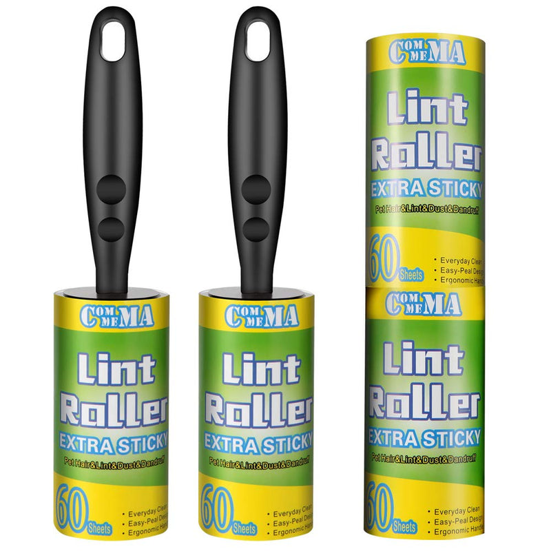 COMMEMA Lint Rollers for Pet Hair Extra Sticky, Pet Hair Remover, Lint Remover, Lint Roller Set Brush for Dog & Cat Hair Removal, Clothes, Furniture, 2 Handles with 4 Refills, 240 Total Sheets - NewNest Australia