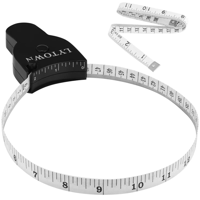 Tape Measure Body Measuring Tape 60inch (150cm), Lock Pin & Push Button Retract, Ergonomic Design, Durable Measuring Tapes for Body Measurement & Weight Loss, Accurate Sewing Tape Measure,2 Pack Black+White - NewNest Australia