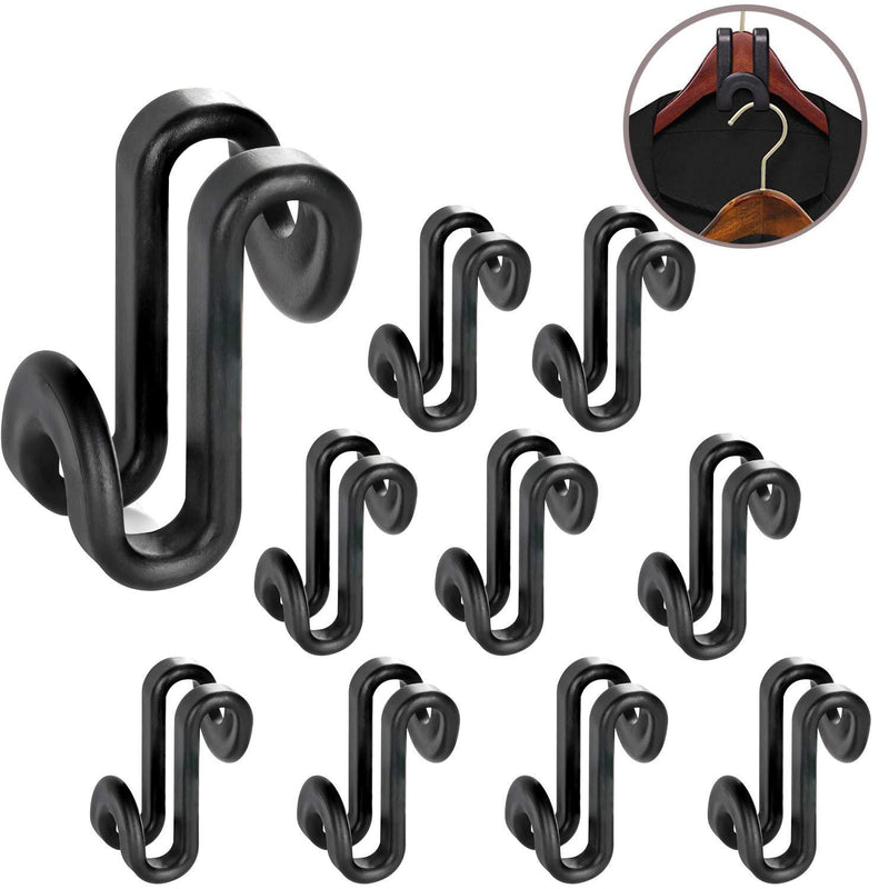 NewNest Australia - Mlici Black Clothes Hanger Connector Hooks, 70 Pcs Multi-Level Cascading Hanger Hooks, Plastic Heavy Duty Cascading Mini Hooks for Velvet Hangers Space Saver Closet Organizer 
