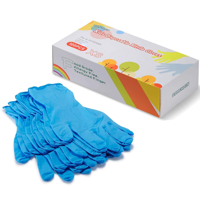 Nitrile Gloves Kids Gloves Disposable, Nitrile Gloves for 4-10 Years - Latex Free, Powder Free - for Kids Festival Preparation, Crafting, Painting, Gardening- Blue - NewNest Australia