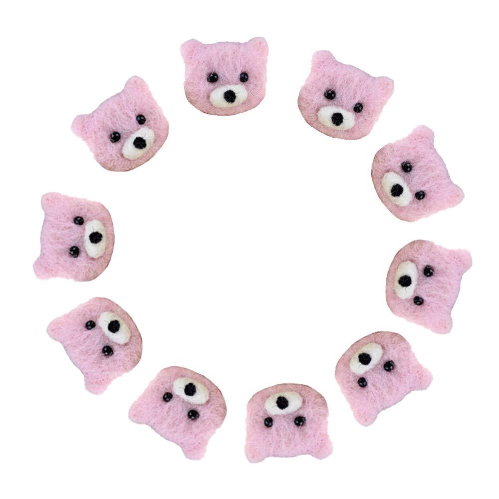 NewNest Australia - 4cm 40mm Bear Shape Felt Wool Beads Balls Pom Pom Handmade DIY for Craft Dream Catcher Baby Mobile Pompom Home Decor Nursery Party Props (Pink 40mm 10pcs) Pink 40mm 10pcs 