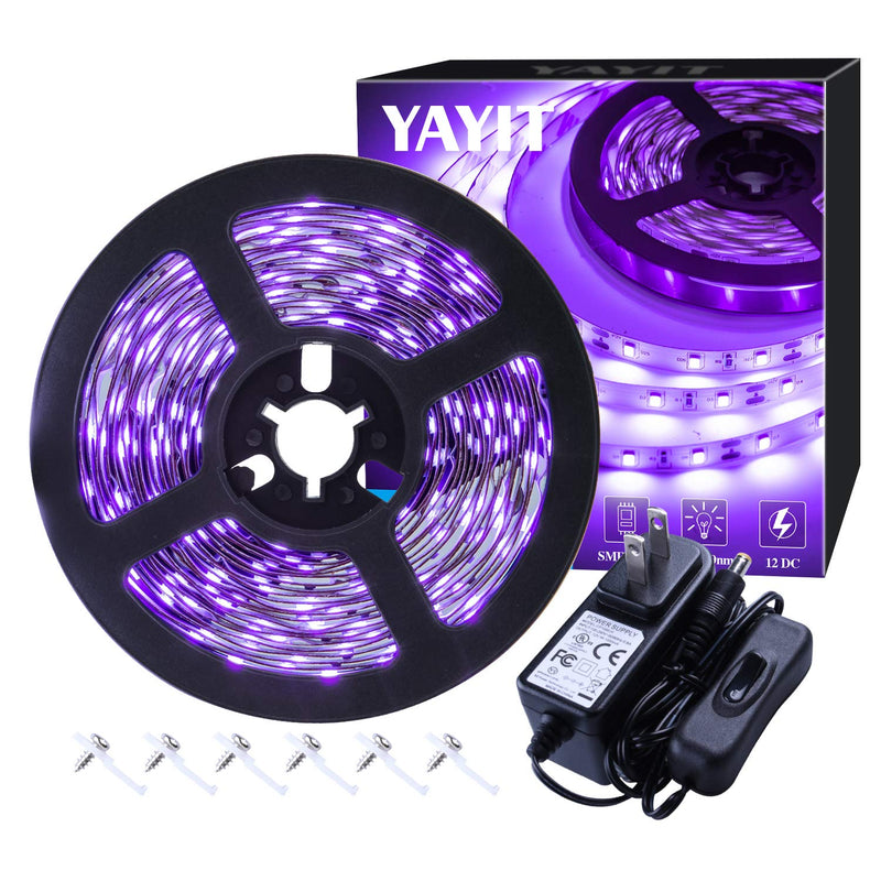 YAYIT 20ft LED Black Light Strip Kit,360 Units,12V Flexible Blacklight Fixtures, 6m LED Ribbon for Indoor Home Bedroom Decoration Fluorescent Dance Party,Non-Waterproof - NewNest Australia