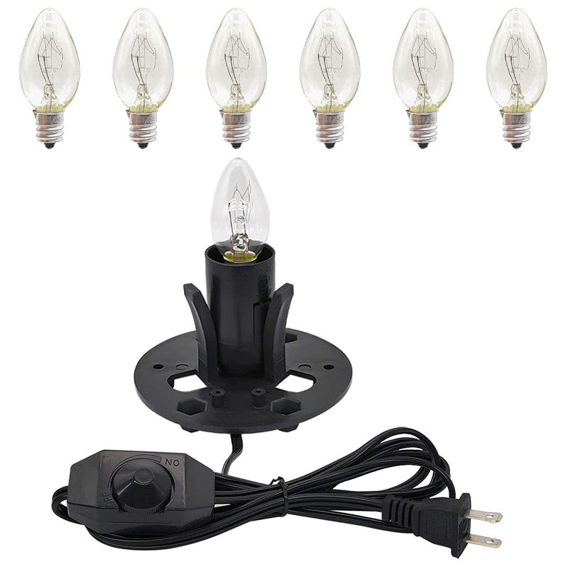 Himalayan Salt Lamp Cord with Dimmer Switch and Bulbs, 6FT Original Replacement Cord with Base Assembly 3.35 Inches, 6-Pack 15 Watt E12 Halogen Salt Lamp Bulbs for Salt Rock Lamp - NewNest Australia