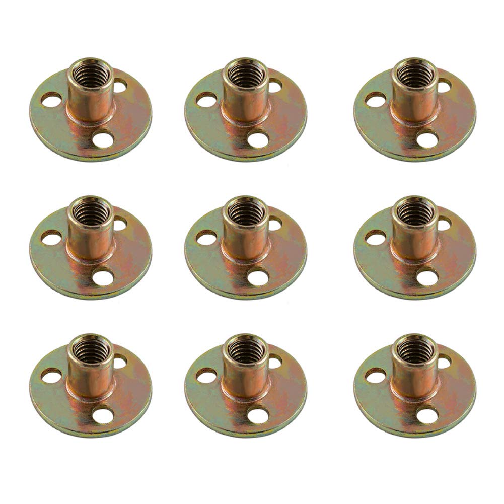 QWORK 3/8"-16 Iron Plate Nut, 12-Piece Set T-nut with Round Base Carbon Steel T-Nuts - NewNest Australia