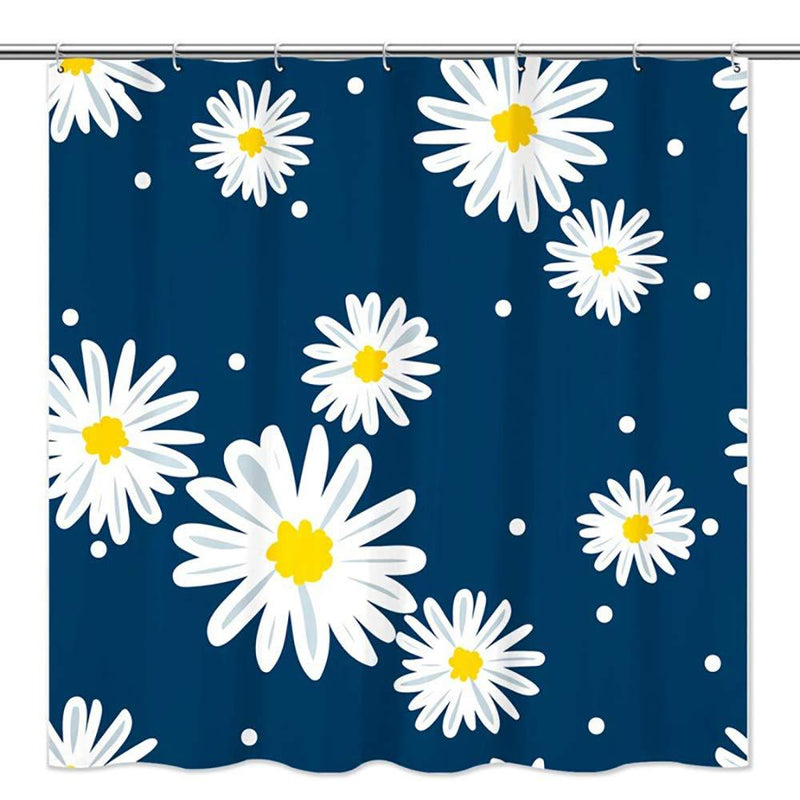 Tititex Daisy Shower Curtain Sets - Beautiful Cute Flowers with Blue Background Bathroom Curtain Daily, Waterproof Polyester Fabric Bath Curtains with 12 Hooks, 69 x 70 Inches - NewNest Australia