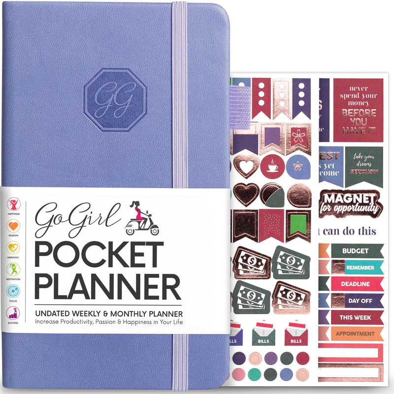 GoGirl Planner and Organizer for Women – Pocket Size Weekly Planner, Goals Journal & Agenda to Improve Time Management, Productivity & Live Happier. Undated – Start Anytime, Lasts 1 Year - Lavender Pocket (3.5'' x 6.2'') - NewNest Australia