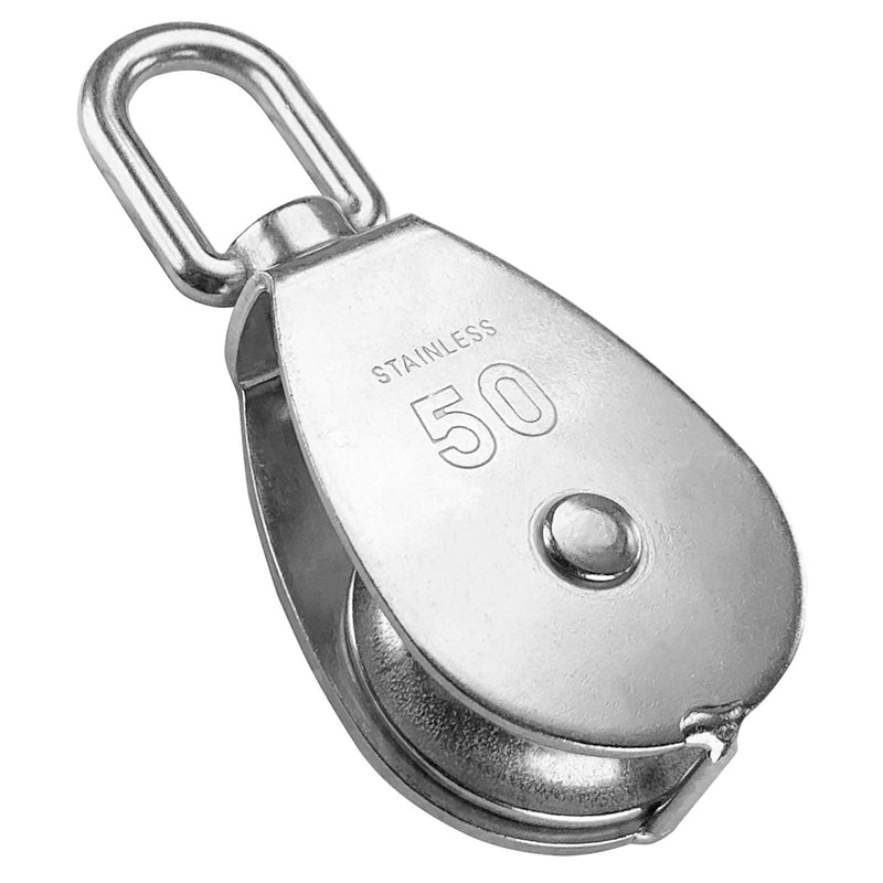 LordHardware M50 Single Pulley Snatch Block 304 Stainless Steel Lifting Crane Swivel Hook, 3/8" Rope x 2" Sheave - NewNest Australia