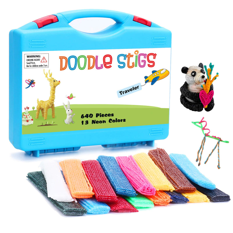 (640 Pieces and 1 Travel Case) Wax Yarn Stix | 6-Inch, 13 Neon Colors Wiki Sticks for Kids - DIY Crafts and School Project Supplies.Great Toy for Home and Road Trip Activities for Kids - NewNest Australia