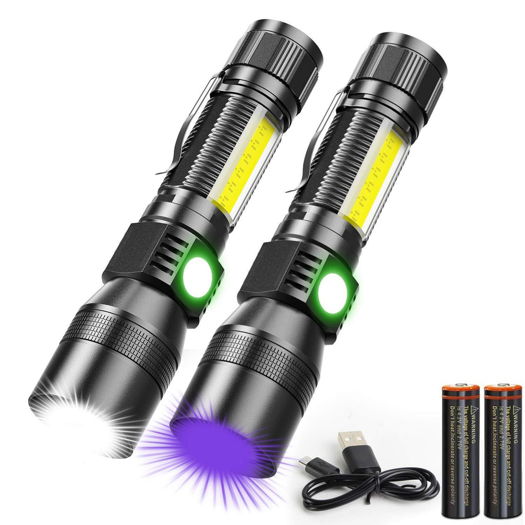 UV Flashlight Rechargeable, Black Light Flashlight with Magnet&Side Work Light 3in1 Tactical Flashlight Blacklight&Redlight, 1300lm, Zoomable, Waterproof LED Torch for Pet Urine Detector, Mechanics 2 - NewNest Australia