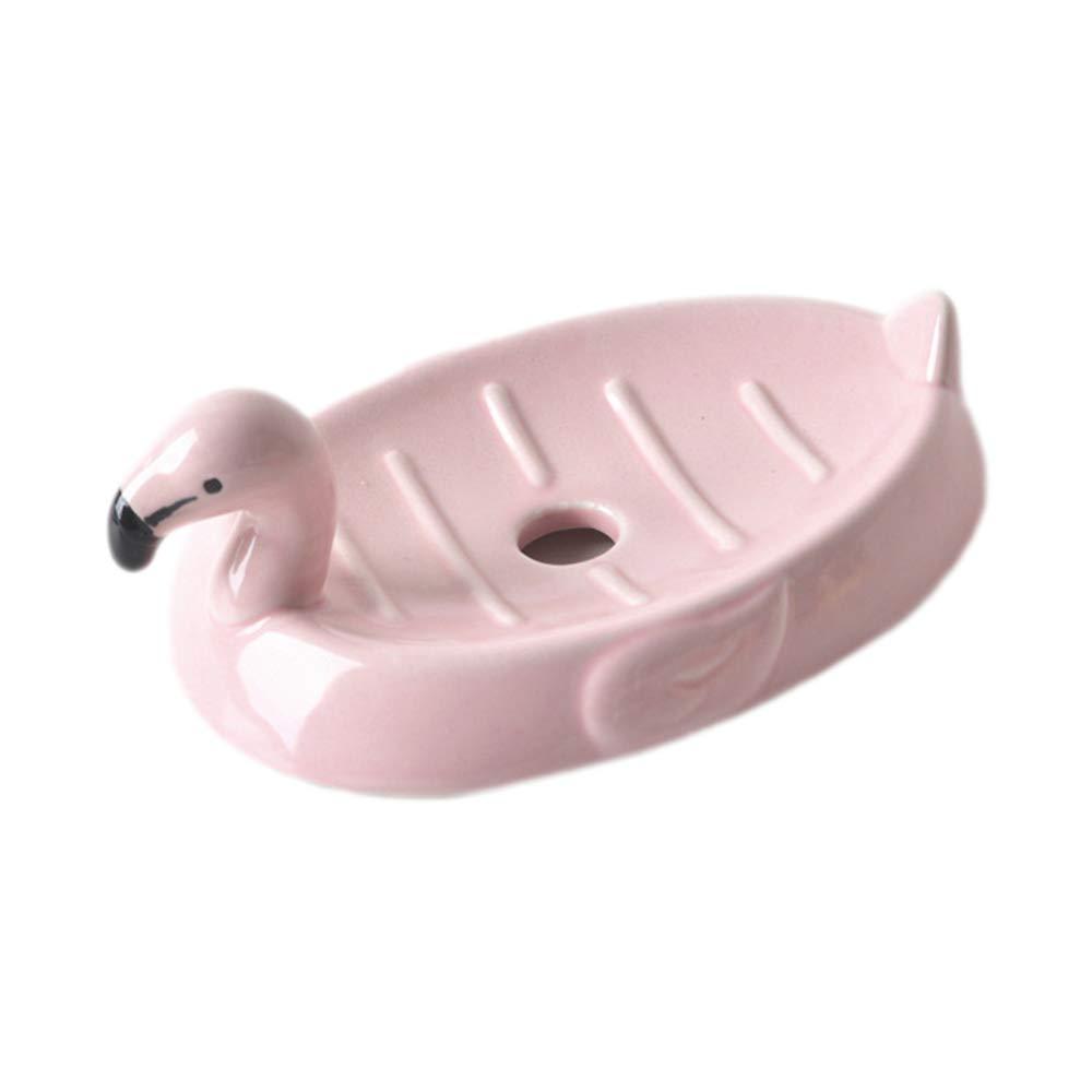 JHNIF Ceramic Cute Flamingo Soap Tray Soap Dish, Pink - NewNest Australia