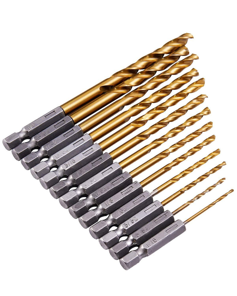 Drill Bit Quick Change 13PCS Hex Shank Drill Bit Set 1/16"-1/4" HSS Industrial Drill bits Impact Drill bits for Metal, Wood, and Plastic 13PCS Drill Bits - NewNest Australia