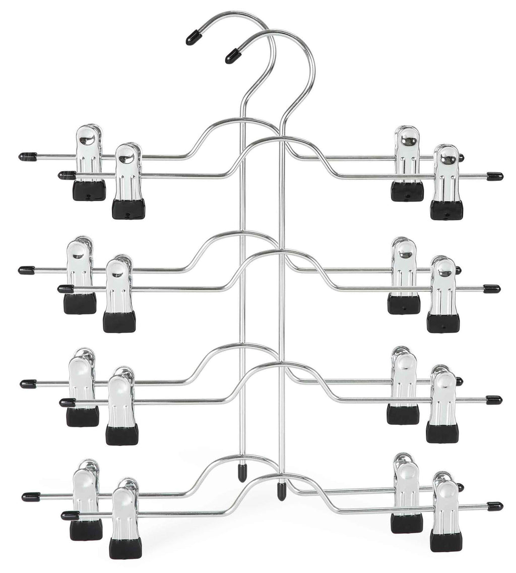 NewNest Australia - TOPIA HANGER 4 Tier Skirt Hanger Metal Space Saving Trouser Hanger with Adjustable Clips 2-Pack Black CT20B 