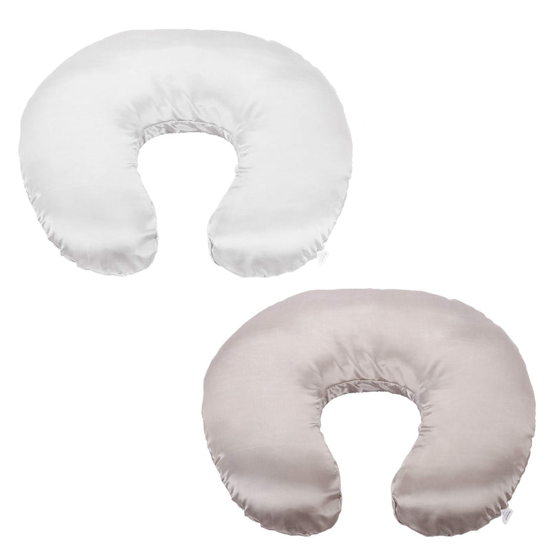 Pro Goleem Satin Nursing Pillow Cover 2 Pack Soft Silk Feeling Feeding Pillow Slipcover for Breastfeeding Moms Fits Standard Infant Nursing Pillow or Positioner Gray and White - NewNest Australia