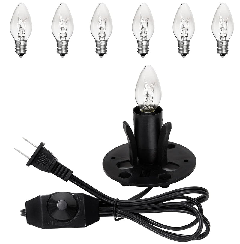 OHLGT Himalayan Salt Lamp Cord Replacement with Dimmer Switch and E12 Halogen Salt Lamp Bulbs(6-Pack), 5 Feet Salt Lamps Cords with Base Assembly (Salt Lamps Cords with Base Assembly) - NewNest Australia