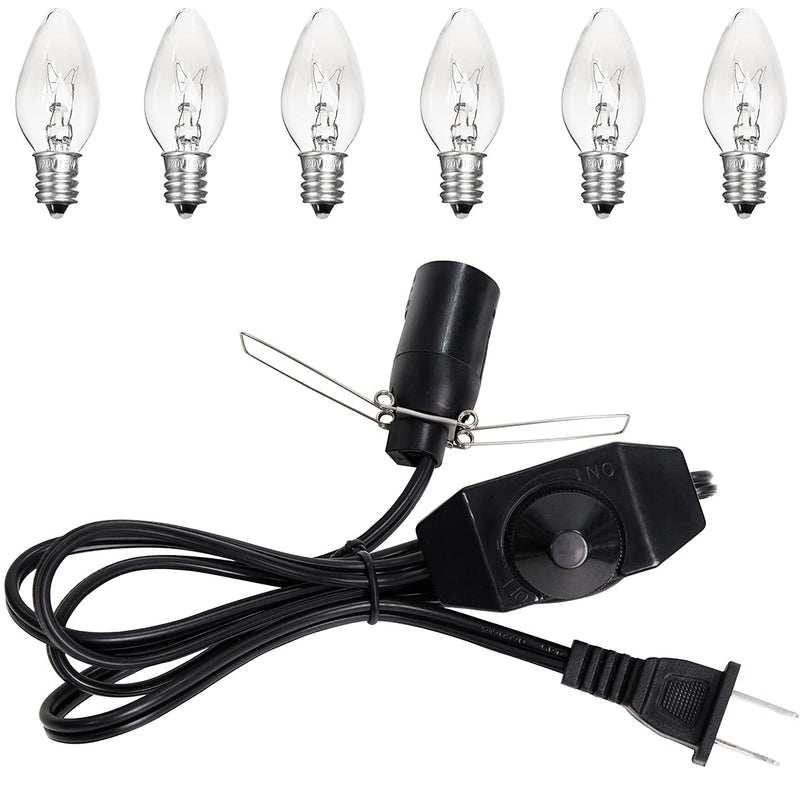 OHLGT Himalayan Salt Lamp Cord Replacement with Dimmer Switch and 6 Packs E12 Halogen Salt Lamp Bulbs (5 Feet Cord with Metal Clip) 5 Feet Cord With Metal Clip - NewNest Australia