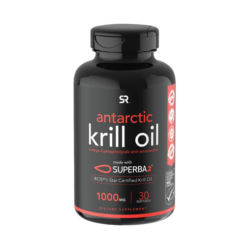Antarctic Krill Oil 1000mg (Per Softgel) with Omega-3s EPA & DHA + Astaxanthin & Phospholipids | IKOS 5-Star Certified & Non-GMO Verified (30 Liquid softgels) 30 Count 1,000mg - NewNest Australia