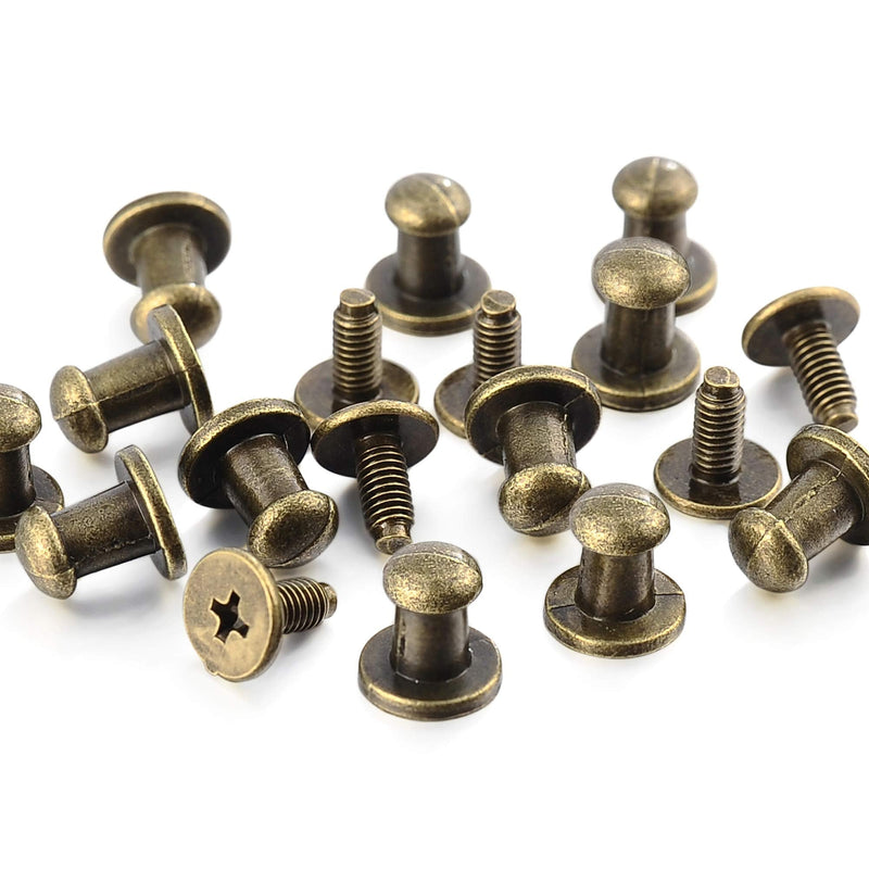 100 Sets 8x5x8MM Bronze Button Spikes and Studs Rivet Round Head Screw Back Leather Craft Rapid Rivet Punk Studs and Spikes for Clothing Shoes Belts Bags Dog Collars Accessories DIY 5/16 Inch - NewNest Australia