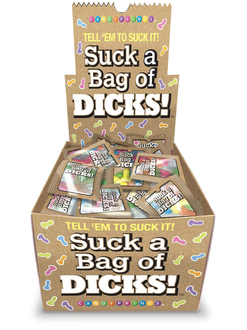 Candy Prints Suck A Bag of Dicks Assorted Flavors 100 Bags Per Counter Display - NewNest Australia