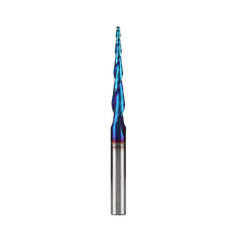 Jiiolioa ZQ21A3 CNC Router Bits 2D&3D Carving 3.6 Deg Tapered Angle 2 Flute Ball Nose 1/4" Shank 1/16"X1 1/2"X1/4"X3" - NewNest Australia
