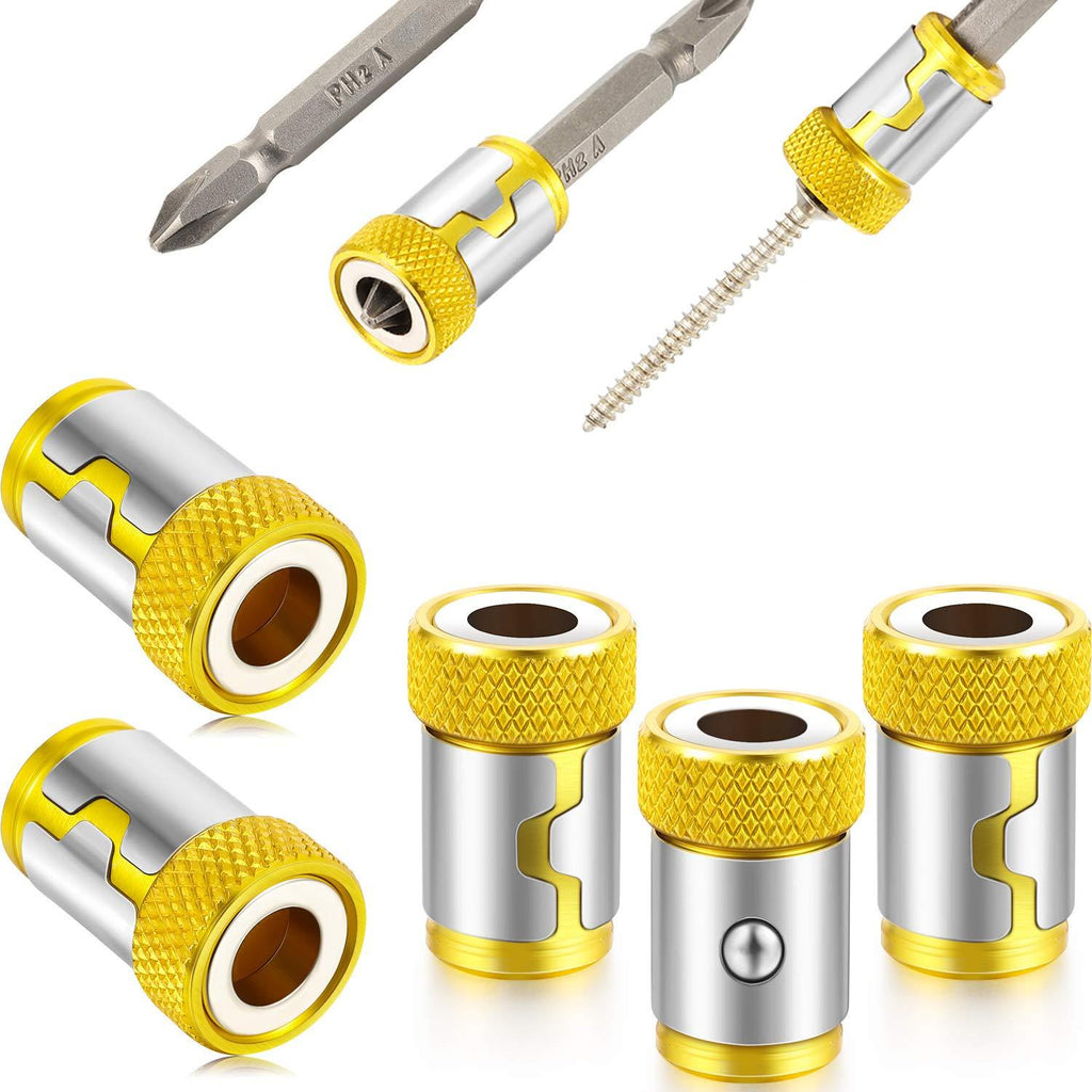 5 Pieces Magnetic Screw Ring Bit Magnetizer Ring Metal Magnetizer Screw, Removable for 1/4 Inch/ 6.35 mm Hex Screwdriver and Power Bits (Yellow) Yellow - NewNest Australia