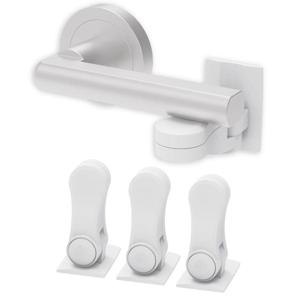 Child Proof Door Lever Lock (3-Pack) - Door Handle Lock - 3M Adhesive - Minimalist Design - No Drilling Child Safety Door Handle Locks by Inaya - NewNest Australia