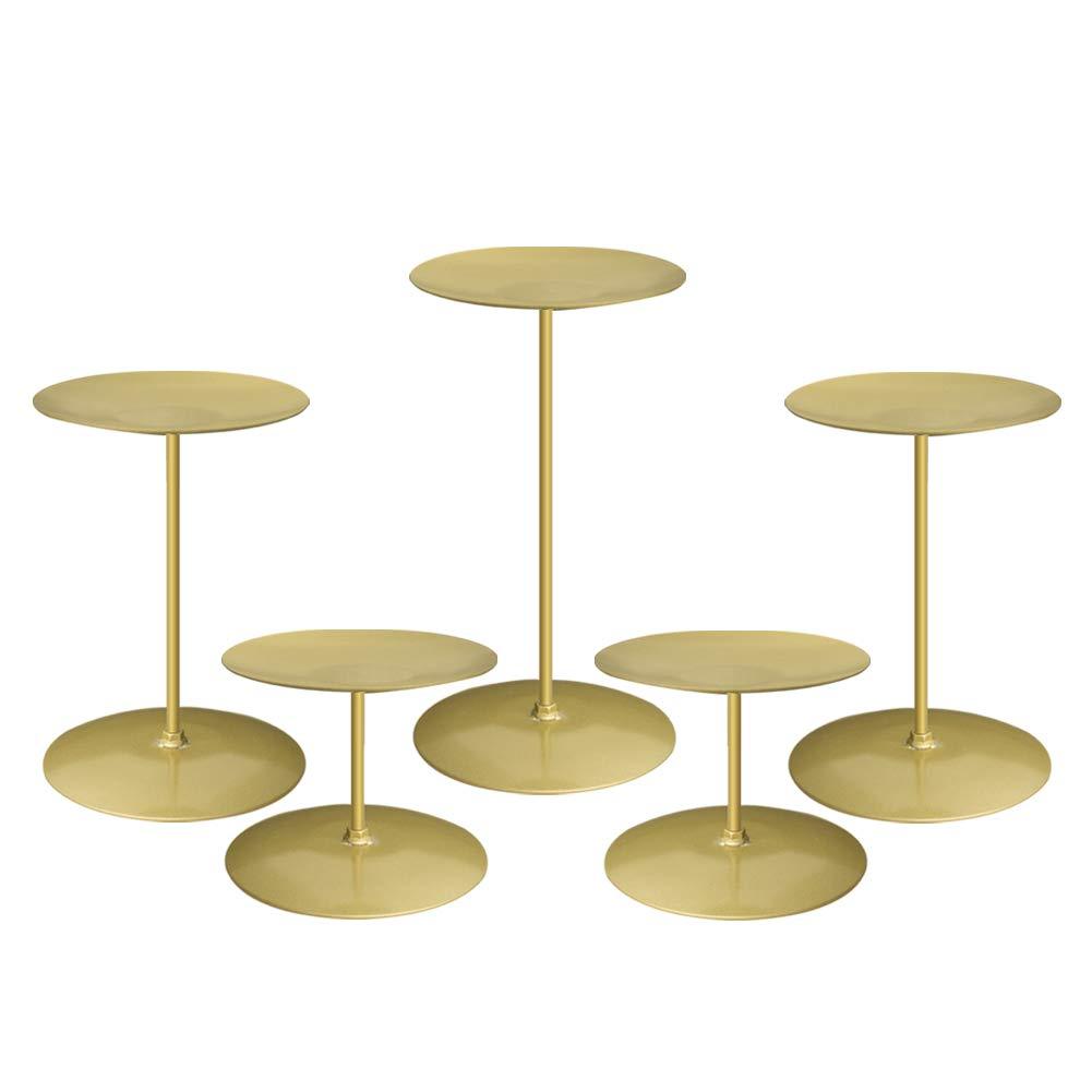 NewNest Australia - smtyle Candle Holder Wax Centerpiece Set of 5 Plate for Table or Floor with Gold Iron 