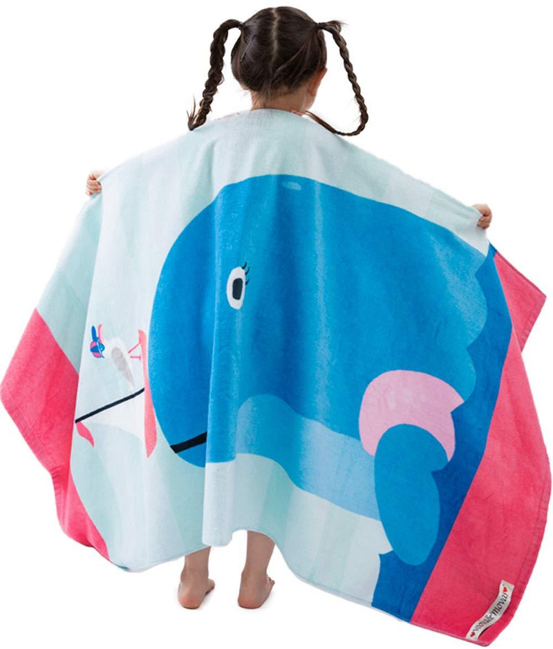 VOOVA & MOVAS Kids Bath/Pool/Beach Towel for Toddlers Boys Girls,Oversized 30"x60",Soft Absorbent Cotton Swim Cover ups,Blue Dolphin Theme Blue Dolphin - NewNest Australia