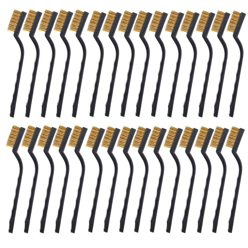 30PCS Mini Wire Brush Brass Brush,Curved Handle Masonry Brush Wire Bristle for Cleaning Welding Slag and Rust (Brass) - NewNest Australia