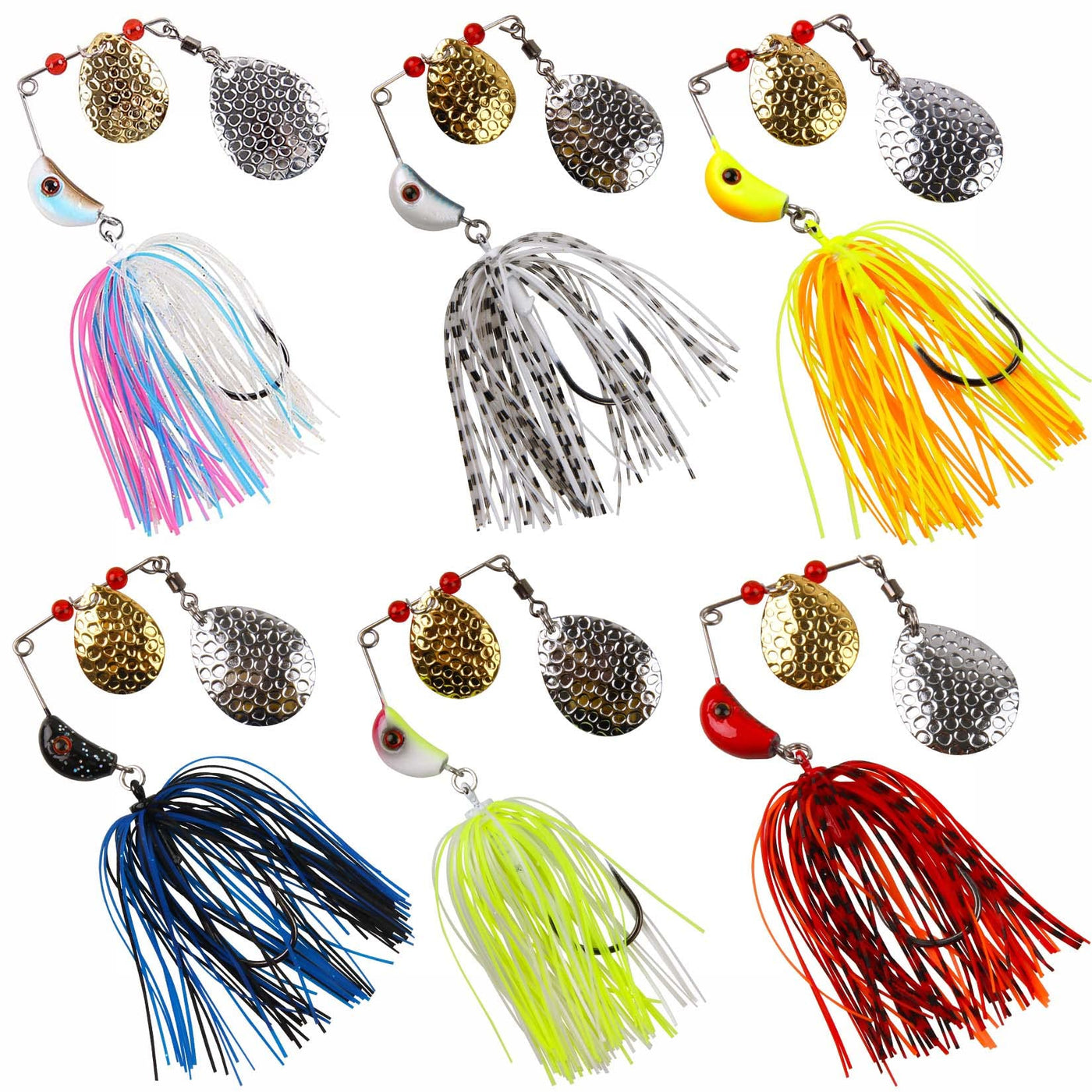 New 6pcs Bladed Jig Fishing Lures Multi-color Bass Fishing Lure Kit