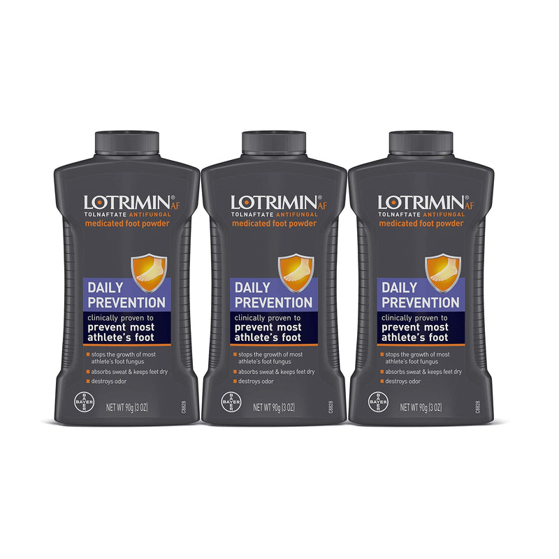Lotrimin AF Athlete's Foot Daily Prevention Medicated Foot Powder, Tolnaftate Antifungal, Clinically Proven Prevention of Most Athlete's Foot, 3 Ounce (90 Grams) Bottle (Pack of 3) - NewNest Australia