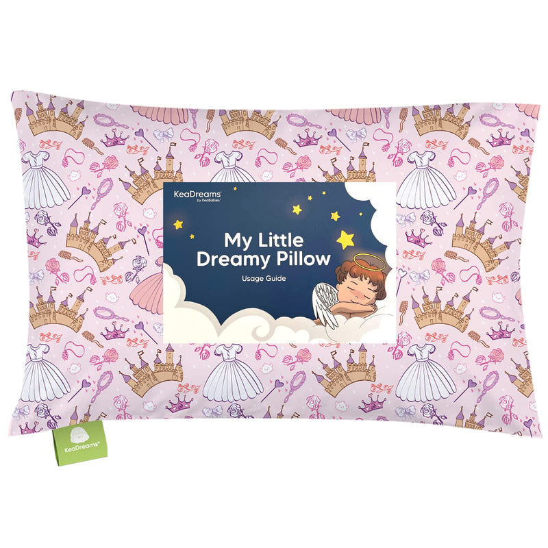 Toddler Pillow with Pillowcase - 13X18 Soft Organic Cotton Toddler Pillows for Sleeping - Machine Washable - Toddlers, Kids, Child - Perfect for Travel, Toddler Cot, Bed Set (Dear Princess) Dear Princess - NewNest Australia