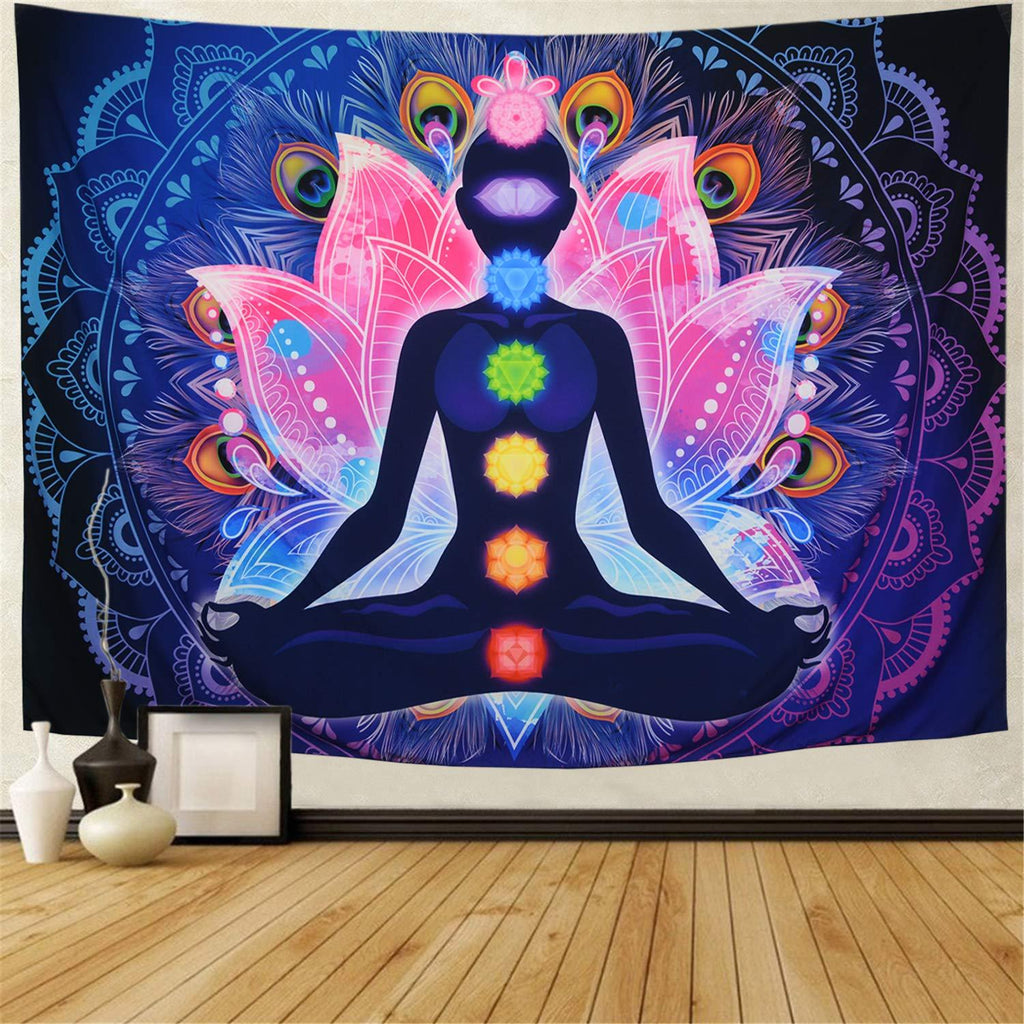 NewNest Australia - Maccyafst Seven Chakra Tapestry Yoga Meditation Wall Tapestry Colorful Mandala Tapestry Indian Hippie Chakra Tapestry Wall Hanging for Studio Room (H51.2"× W59.1") 51.2"×59.1" 