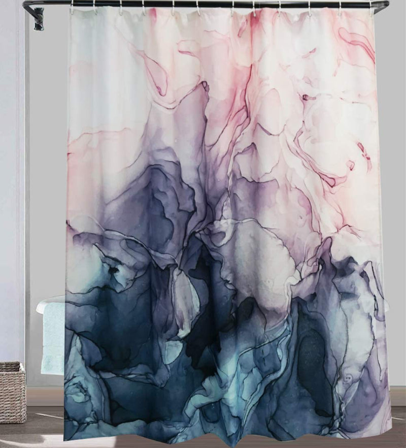 YoKii Abstract Fabric Shower Curtain, 72-Inch Pastel Blush and Blue Ombre Ink Art Painting Kids Bathroom Shower Curtain Sets, Heavy Weighted Bath Curtains Bathroom Art Decor (72 x 72, Blush) 72 x 72 - NewNest Australia